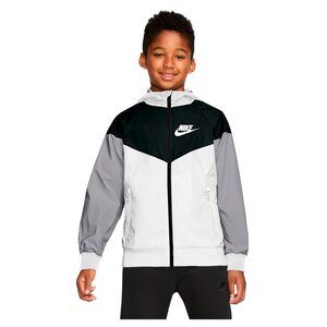 NWT Nike Boy's Windrunner Jacket White Black Grey Size XL 18-20
